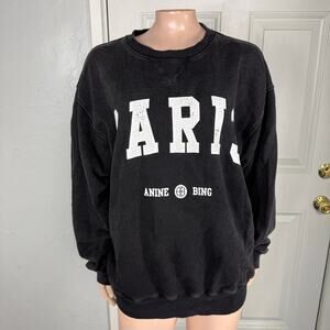 Anine Bing Women's Shirt Large Paris Sweatshirt Crew Neck Cotton R3-9